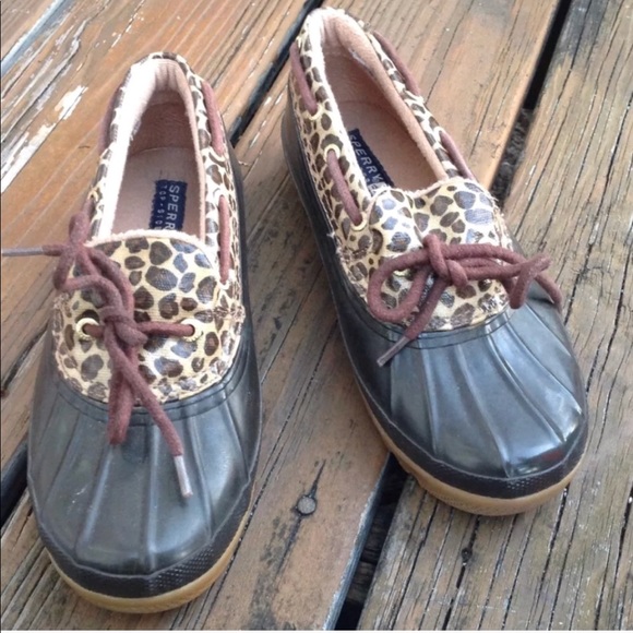 sperry leopard duck boots